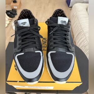 Men’s Fendi Black/Fendi logo fabric Sneakers Size 10 US